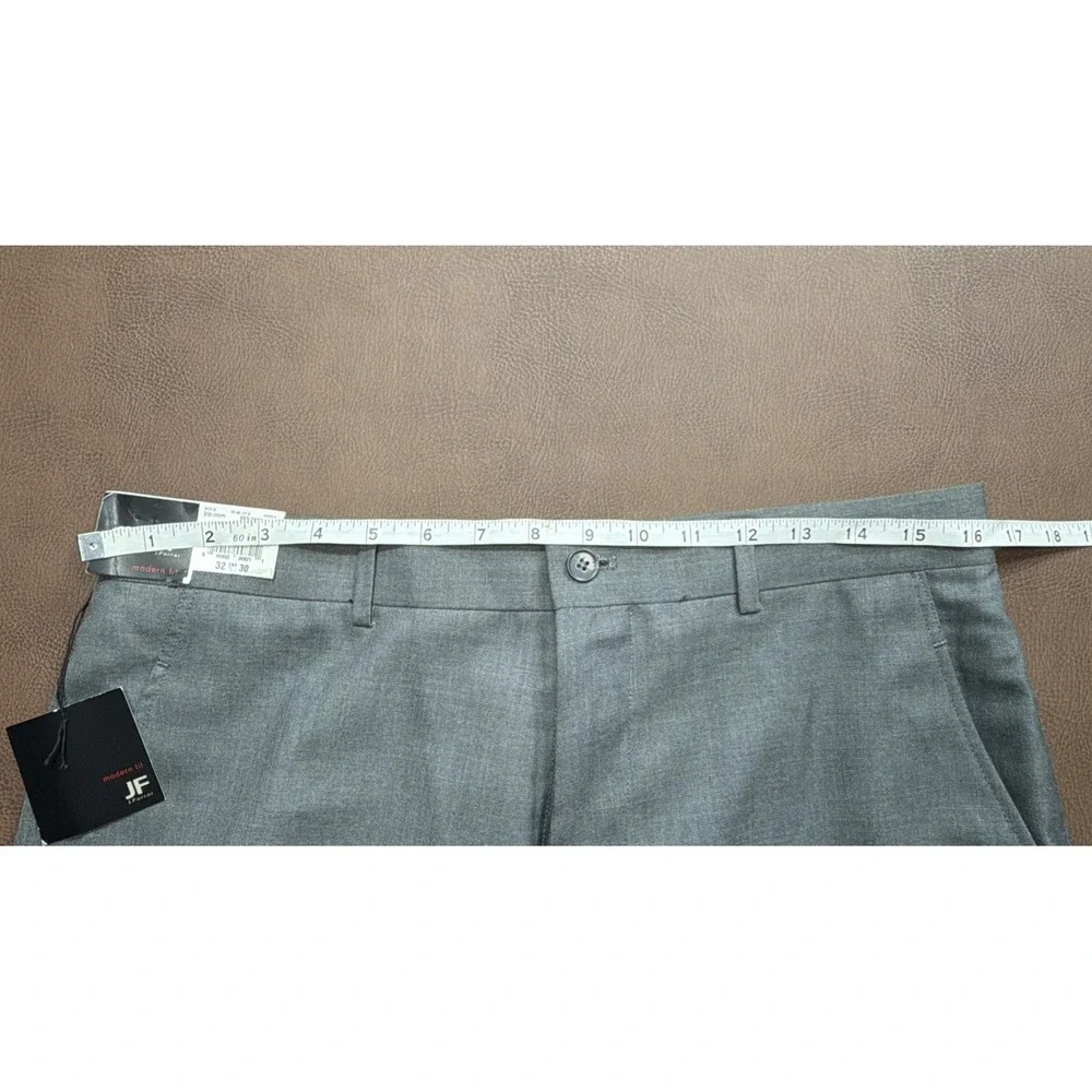 J FERRAR Modern Fit 2 Piece Full Suit Mens 36R 32x30 Sharkskin Gray Wedding New!